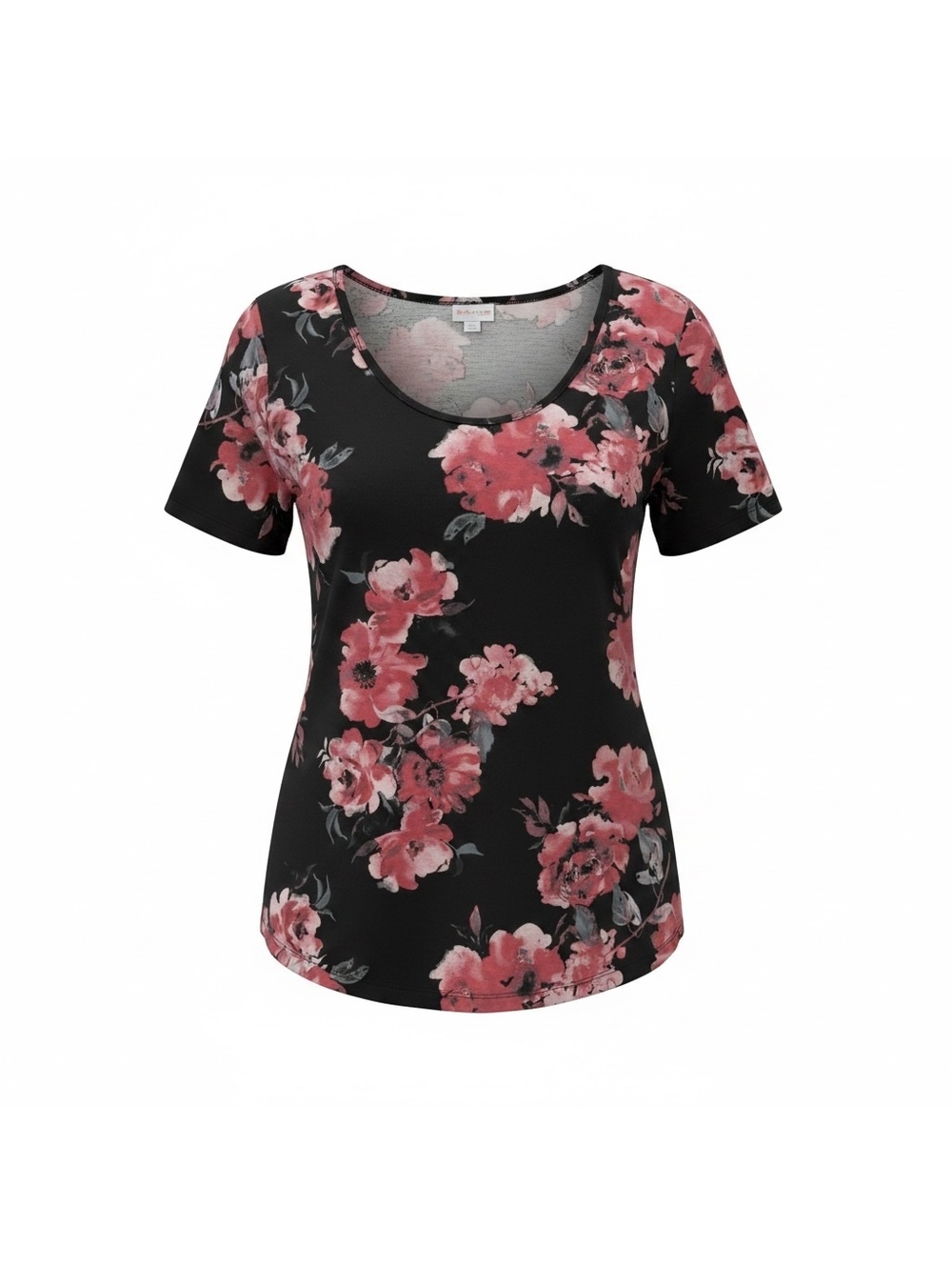 LuLaRoe Black Floral Casual Fall Scoop Neck T-Shirt Size Large